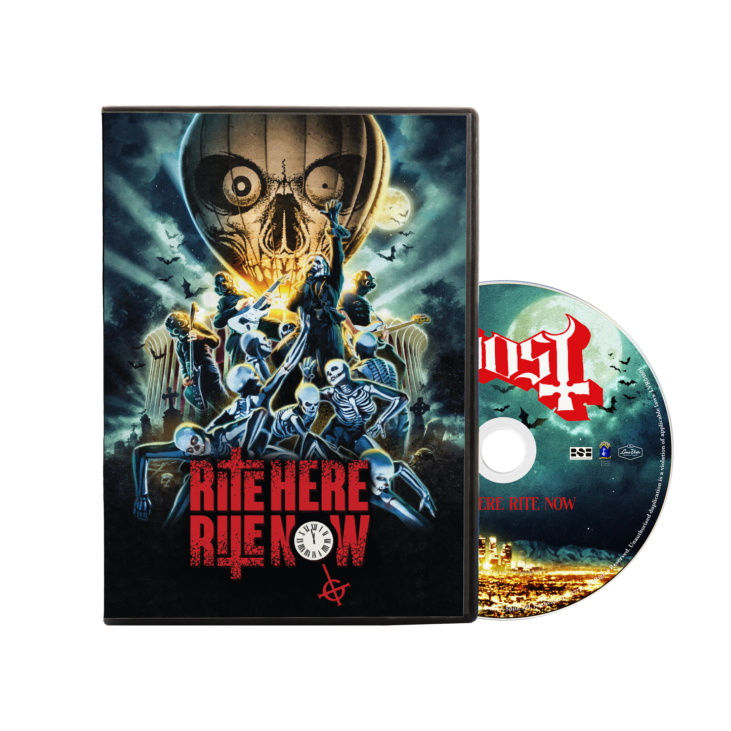 After a record-breaking Top 10 worldwide box office performance, an acclaimed global streaming premiere, and a #1 Soundtrack Album, GHOST now releases RITE HERE RITE NOW on DVD, BluRay, and 4K.