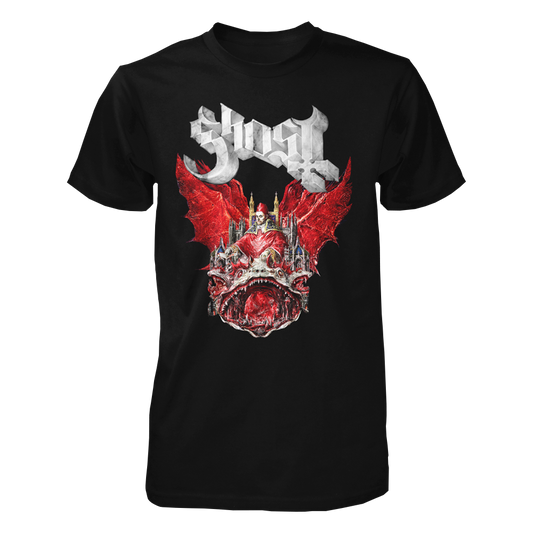The Ghost Prequelle Cover Tee features artwork to commemorate Ghost's album Prequelle. Complete with Ghost logo, this is a statement tee for any Ghost fan!