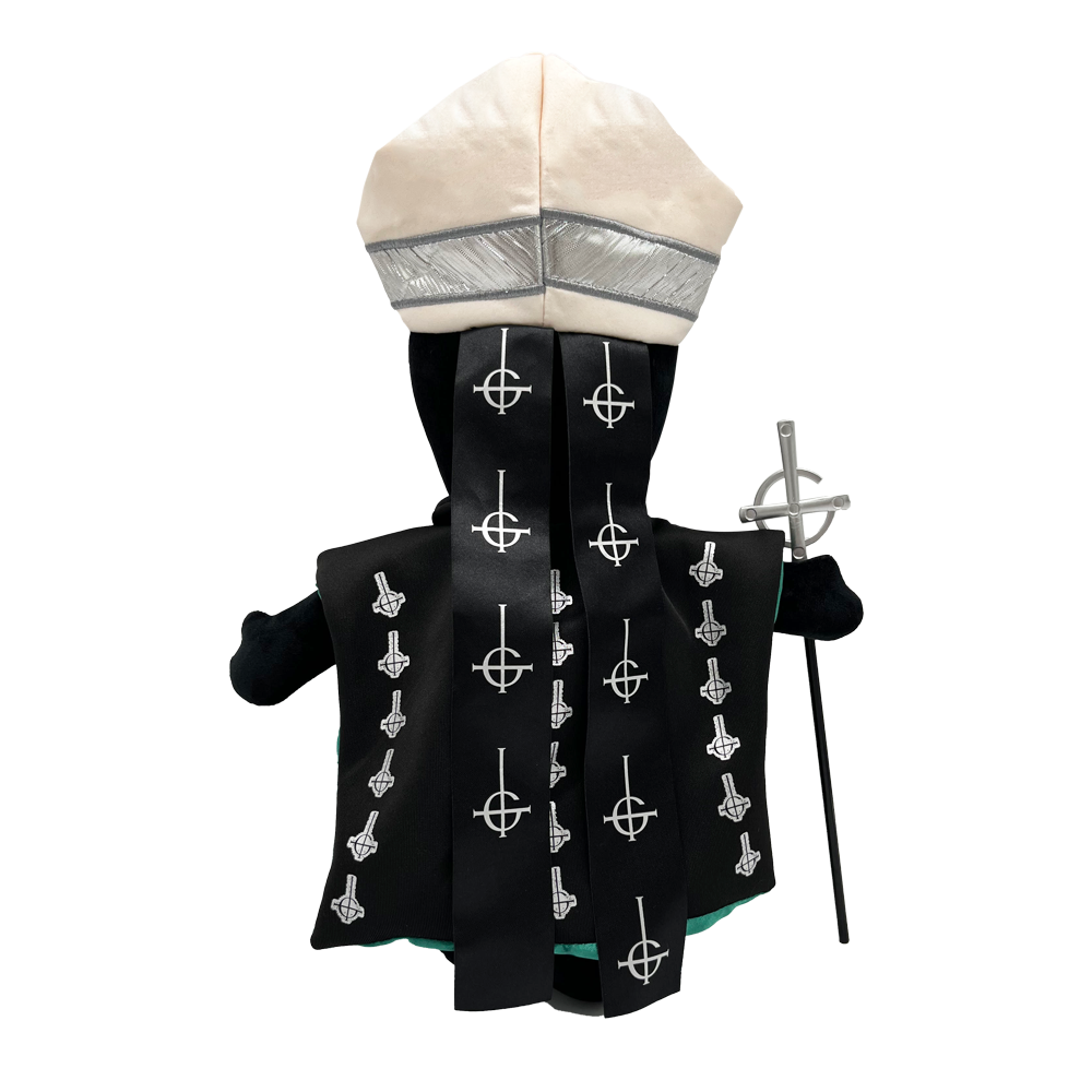 Known for his devilish charm, the Papa II Plushie brings a touch of grandeur to your collection. Occasionally caught up in his own self-admiration, Papa II’s playful side is ready to take center stage in your home, complete with his iconic staff in hand. A must-have for any Ghost fan, let him rule your shelf with his irresistible, sinister allure!