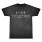 Black t-shirt with 'COME TOGETHER' text on a white background