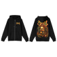 Black hoodie with a graphic design on the back on a white background