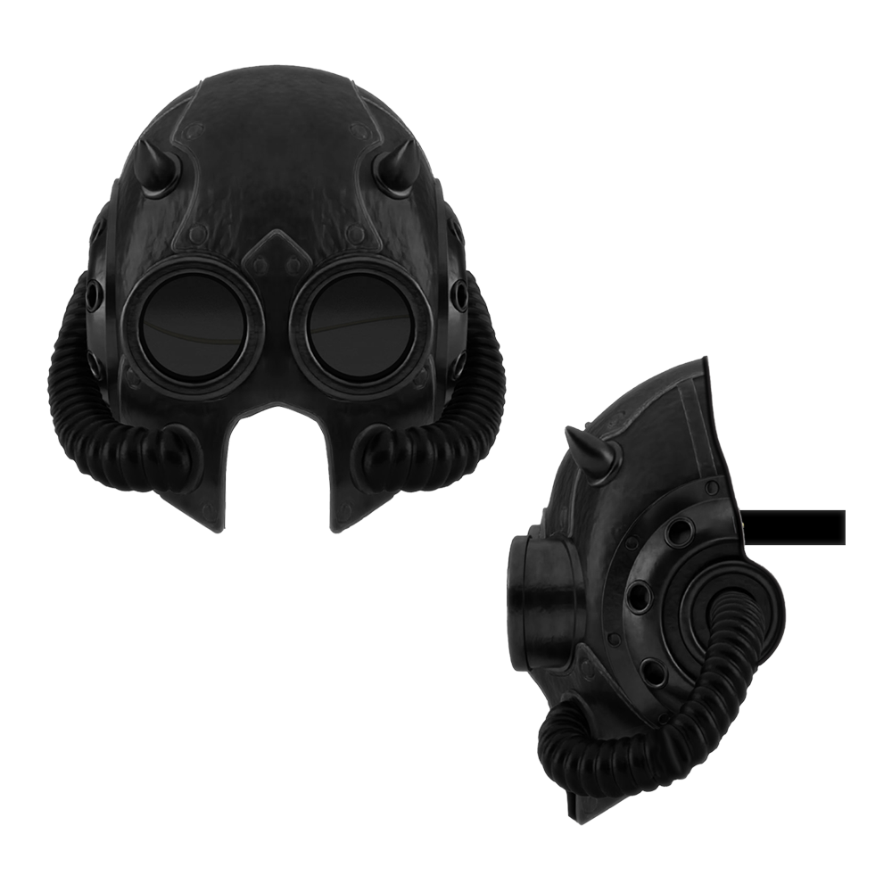 A black ghoul mask with a skull design and respirator style features.