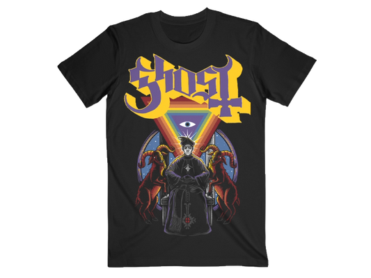 The Ghost Alchemist T-Shirt features colorful artwork printed on the front.